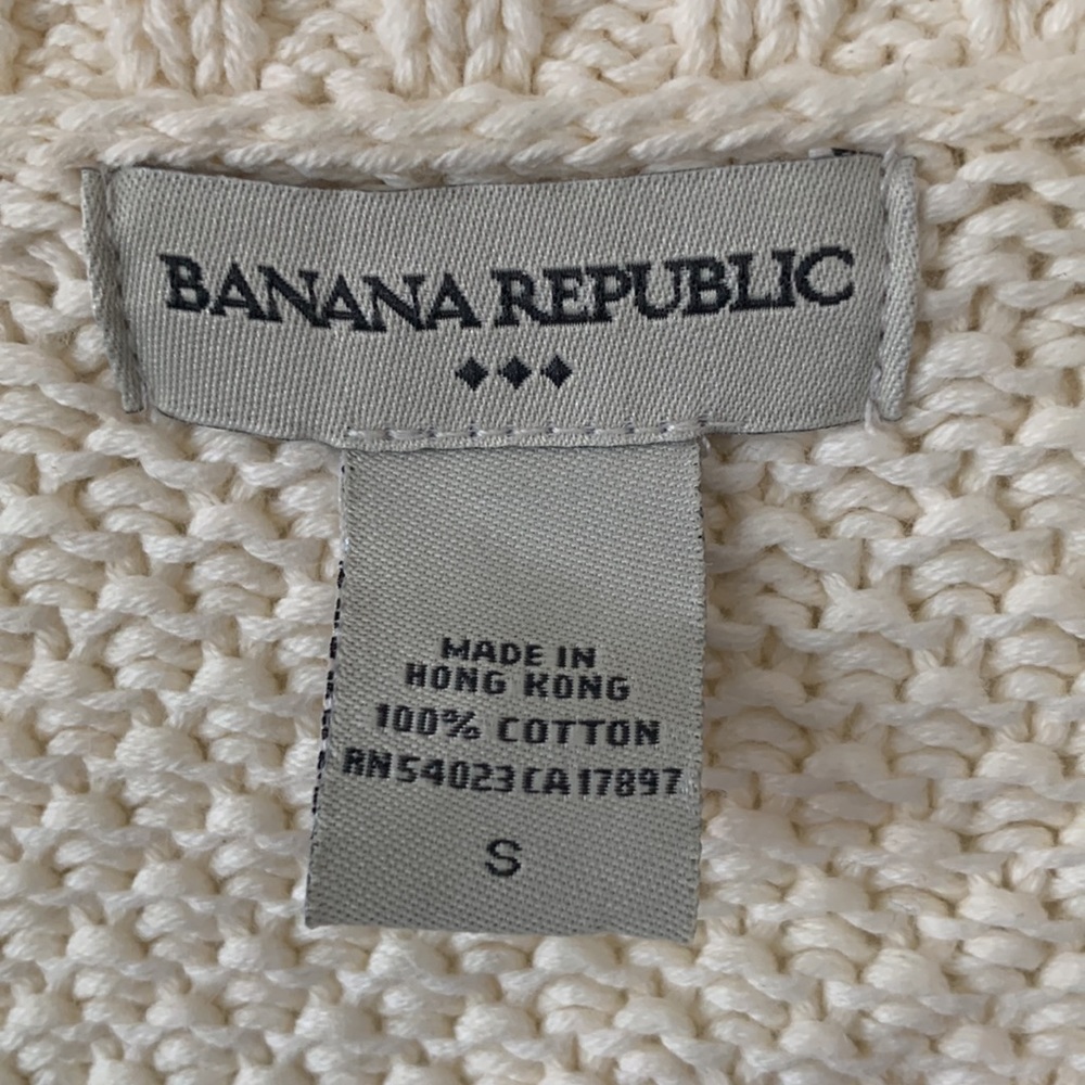 NWOT BANANA REPUBLIC Winter White Crochet Deep V-Neck Cardigan Sweater Size S - Picture 3 of 13